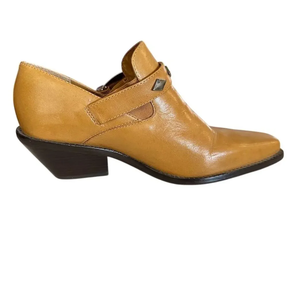 Dingo‎ Women's Carmel Brown Leather Western Ankle Booties Size 6.5 Vintage Style